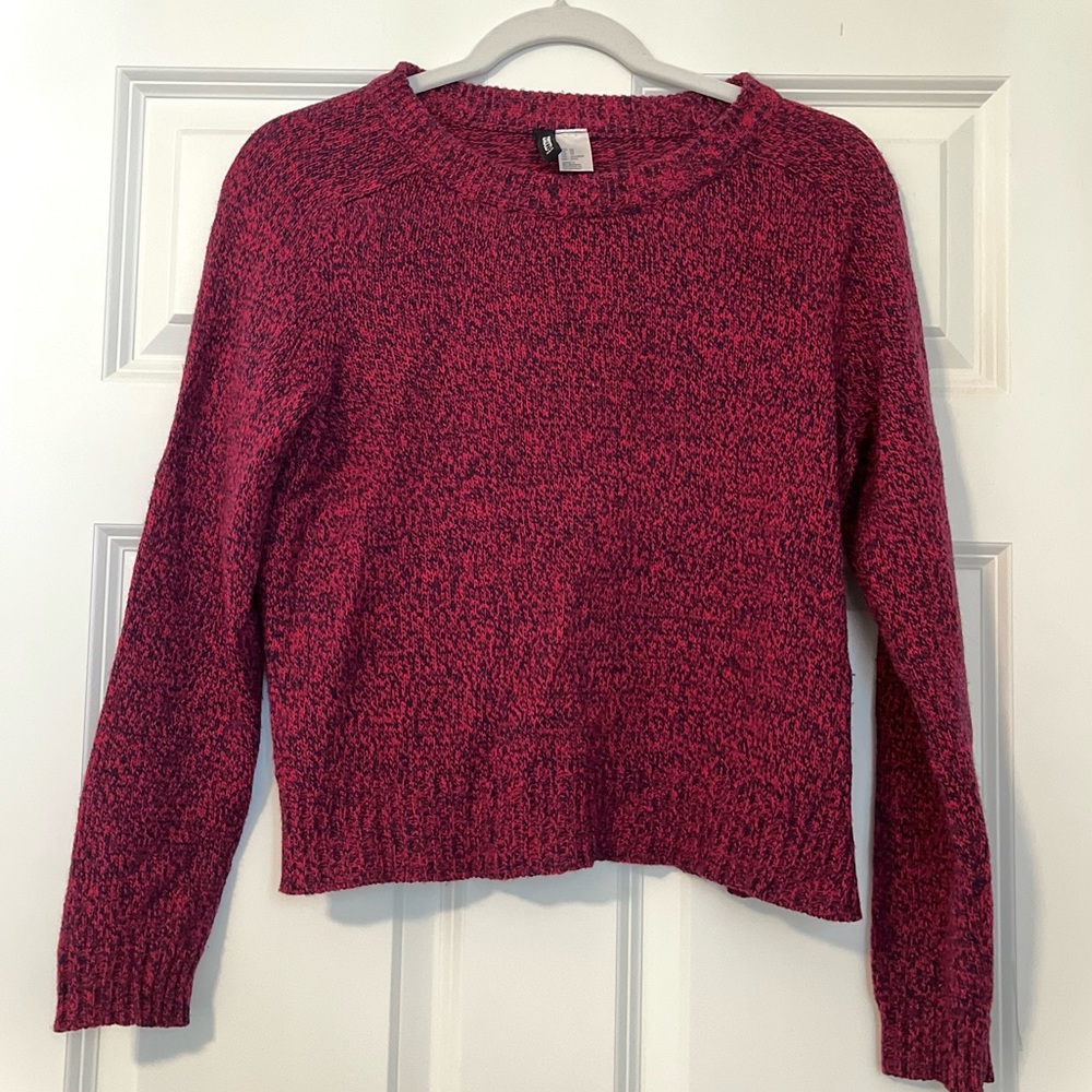 H&M Red and Maroon Knit Cropped Sweater. Size XS. Perfect quality!